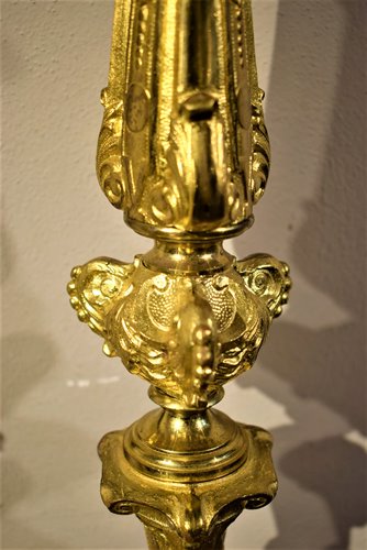 Paire candelabre Louis XV  - Bronze doré